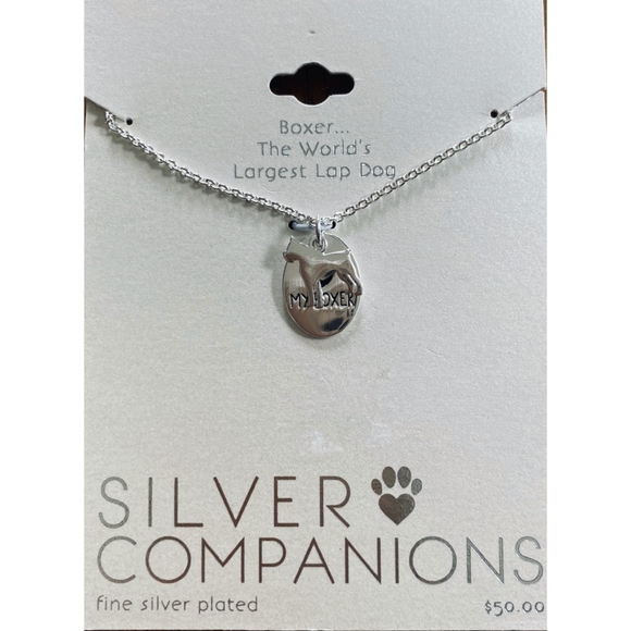 Necklace Love My Boxer Dog Pendant Boxed Silver Tone Length 18" - Picture 3 of 6